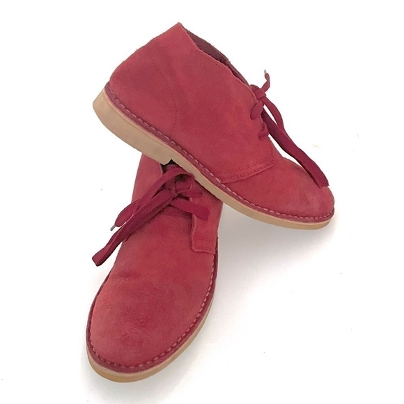 SELECTED Portugal Unisex Suede Leather Lace-Up Ankle Boots Red Size 40 - Picture 3 of 8